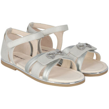 Girls Metallic Silver Diamante Sandals