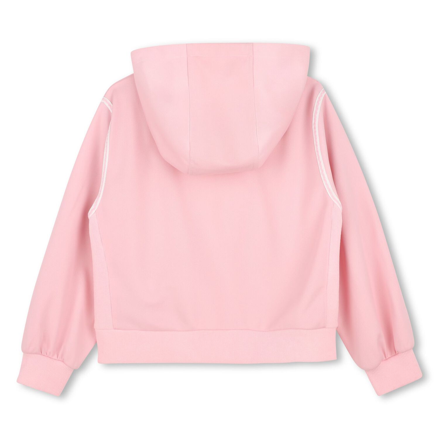 Girls Pink Bokeh Flower Logo Hooded Zip Up Top, 1, hi-res