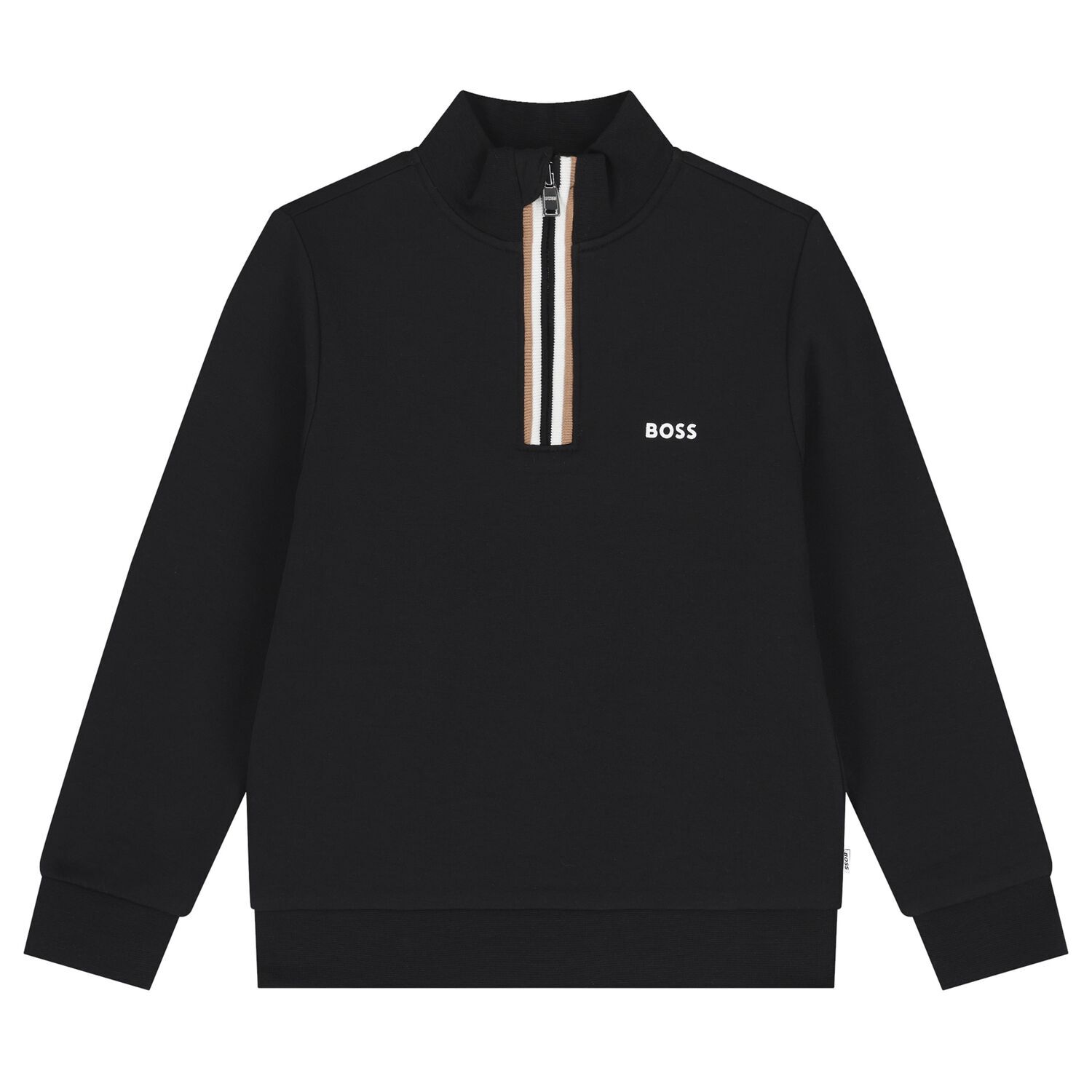 Boys Black Logo Sweatshirt, 1, hi-res