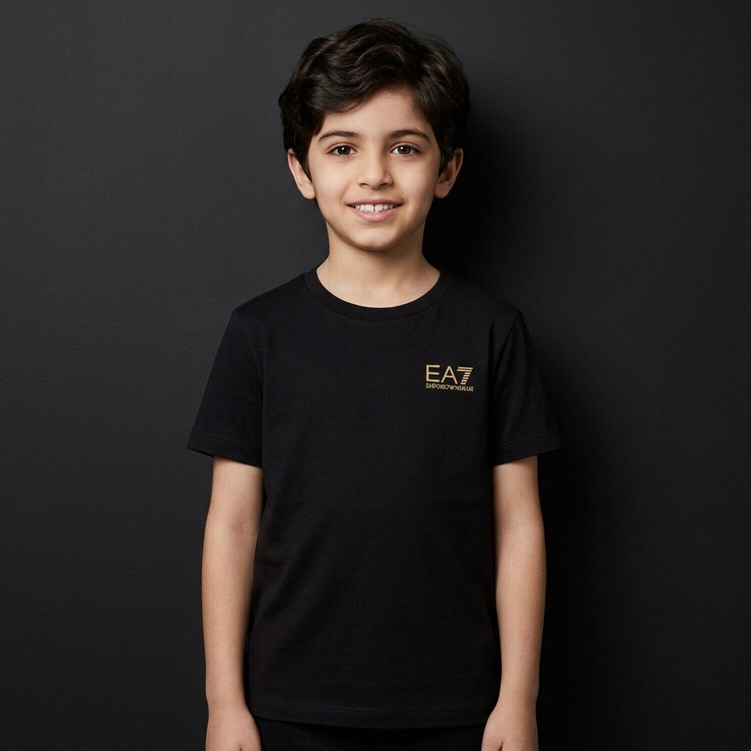Boys Black Logo T-Shirt, 5, hi-res