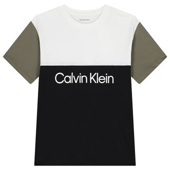 Calvin Klein Boys White & Black Logo T-Shirt, 1 Boys White & Black Logo T-Shirt