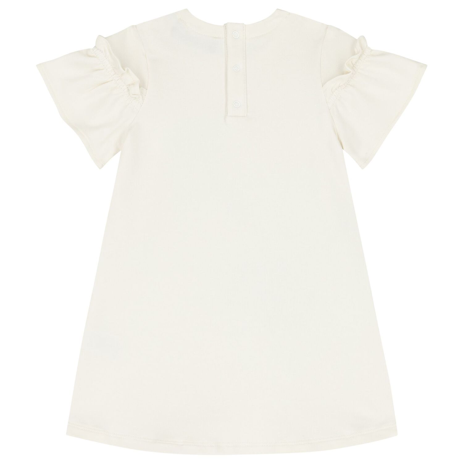 فستان بنات مكشكش بطبعة حقيبة باللون العاجي , 1, hi-res