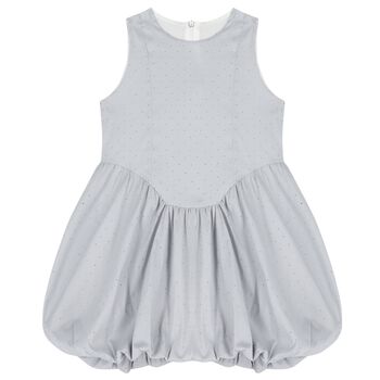 Girls Grey Embellished Rhinestones Dress