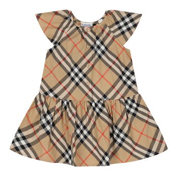 Baby Girls Beige Check Dress