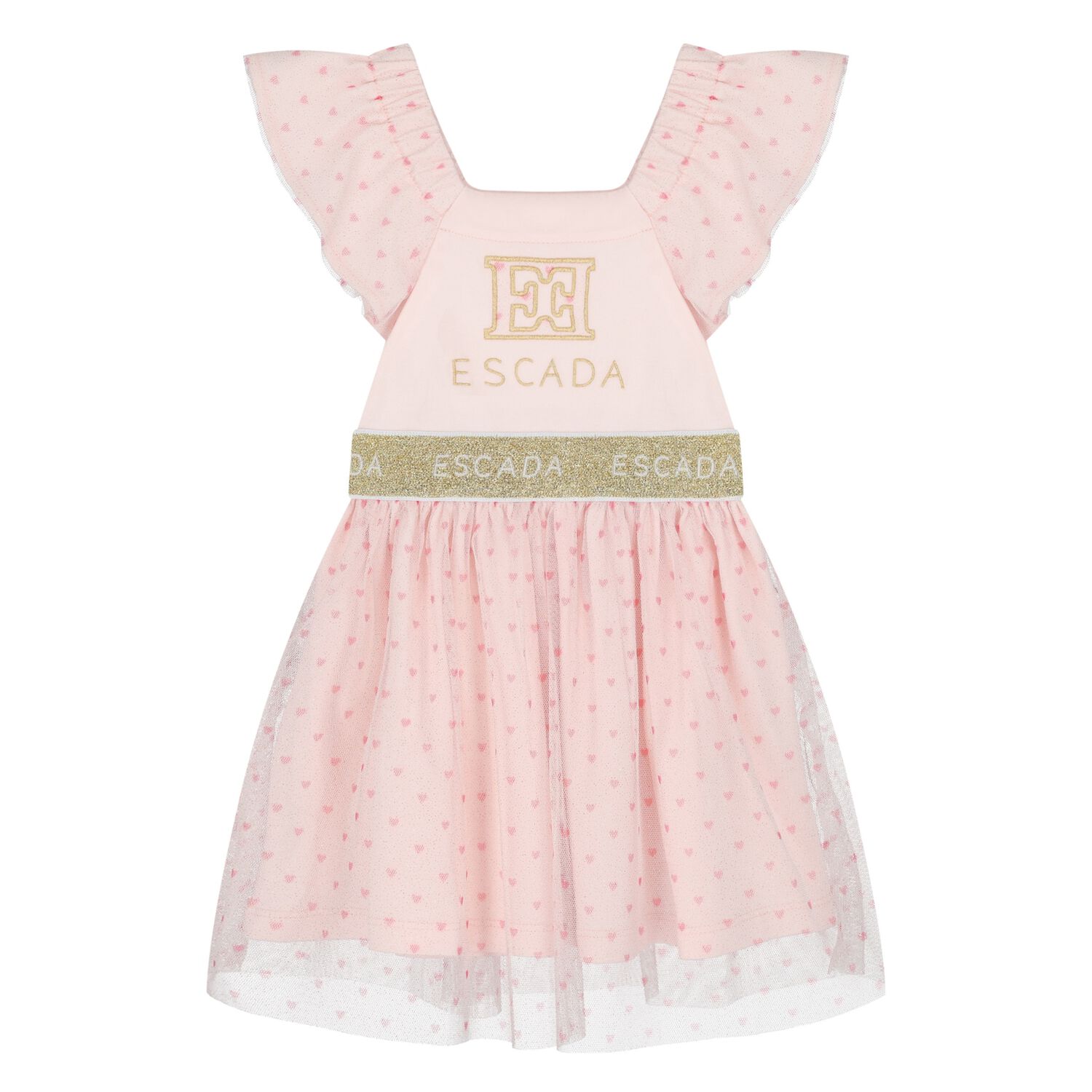 Younger Girls Pink Logo Tulle Dress, 2, hi-res