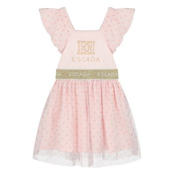 Younger Girls Pink Logo Tulle Dress