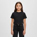 Girls Black Logo T-Shirt, 1, hi-res