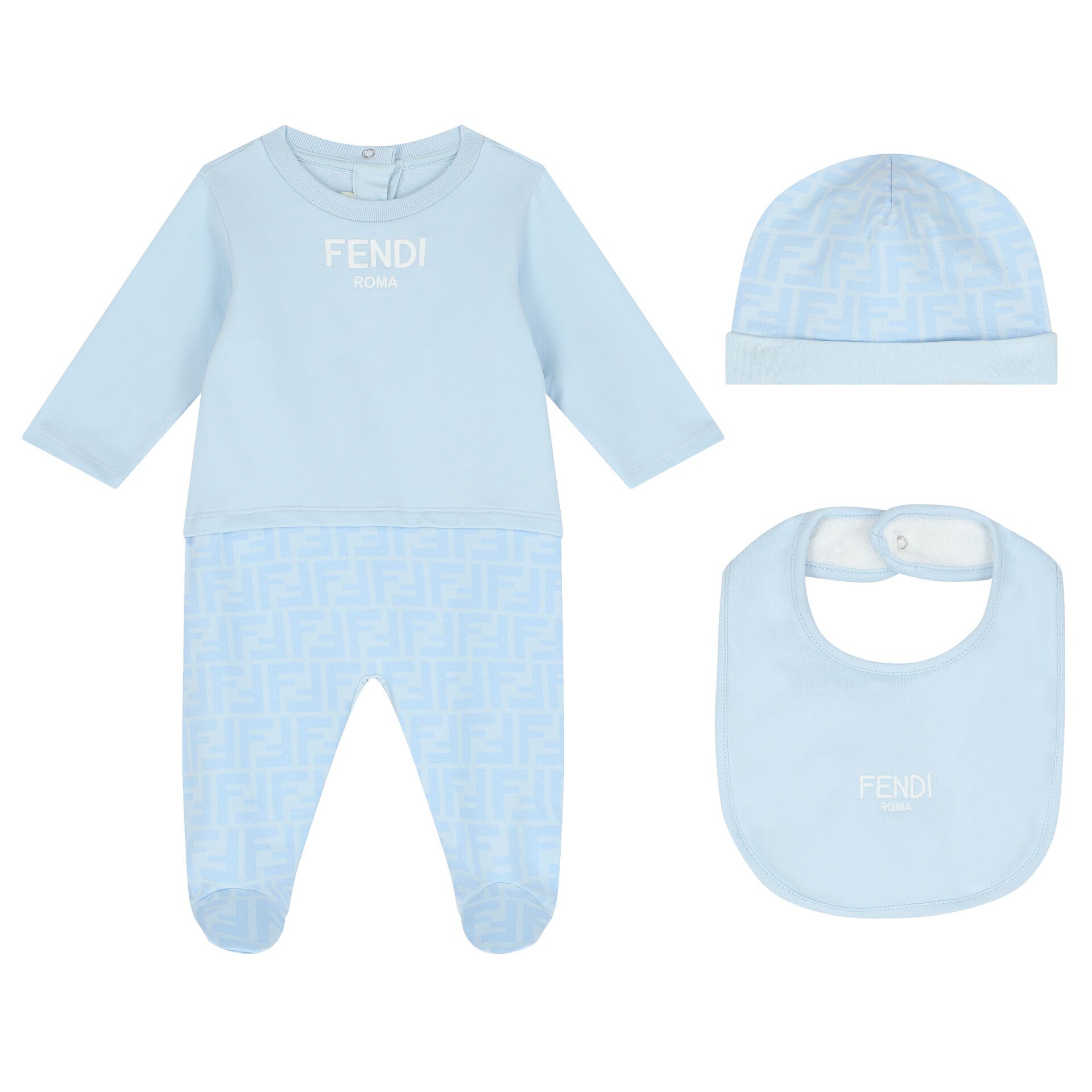 Fendi Boys Blue Logo Baby Gift Set Junior Couture KSA