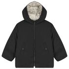 Boys Beige & Black Logo Reversible Puffer Jacket, 1, hi-res