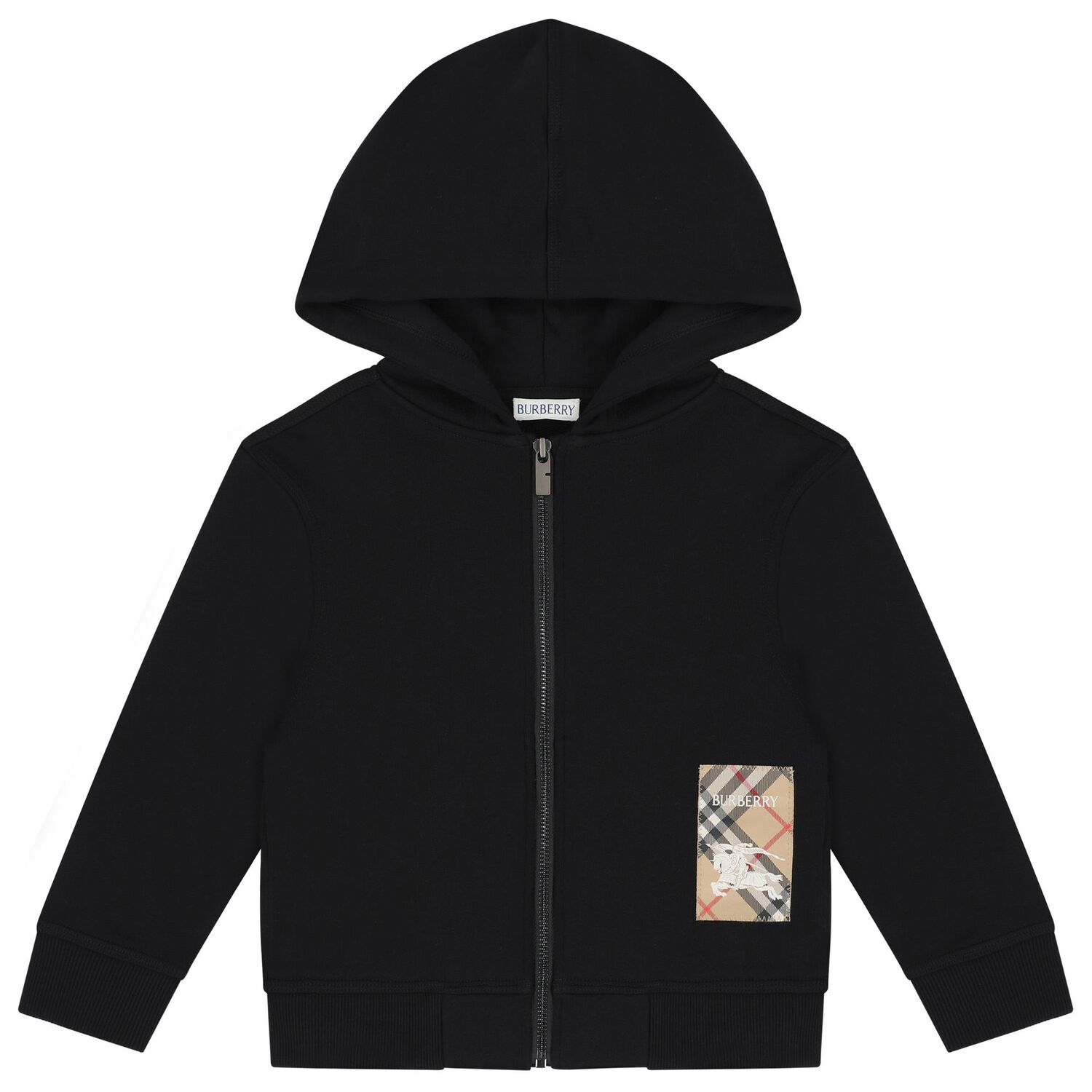 Black Logo Hooded Zip Up Top, 1, hi-res image number null
