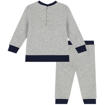 Younger Boys Grey & Navy Logo Tracksuit