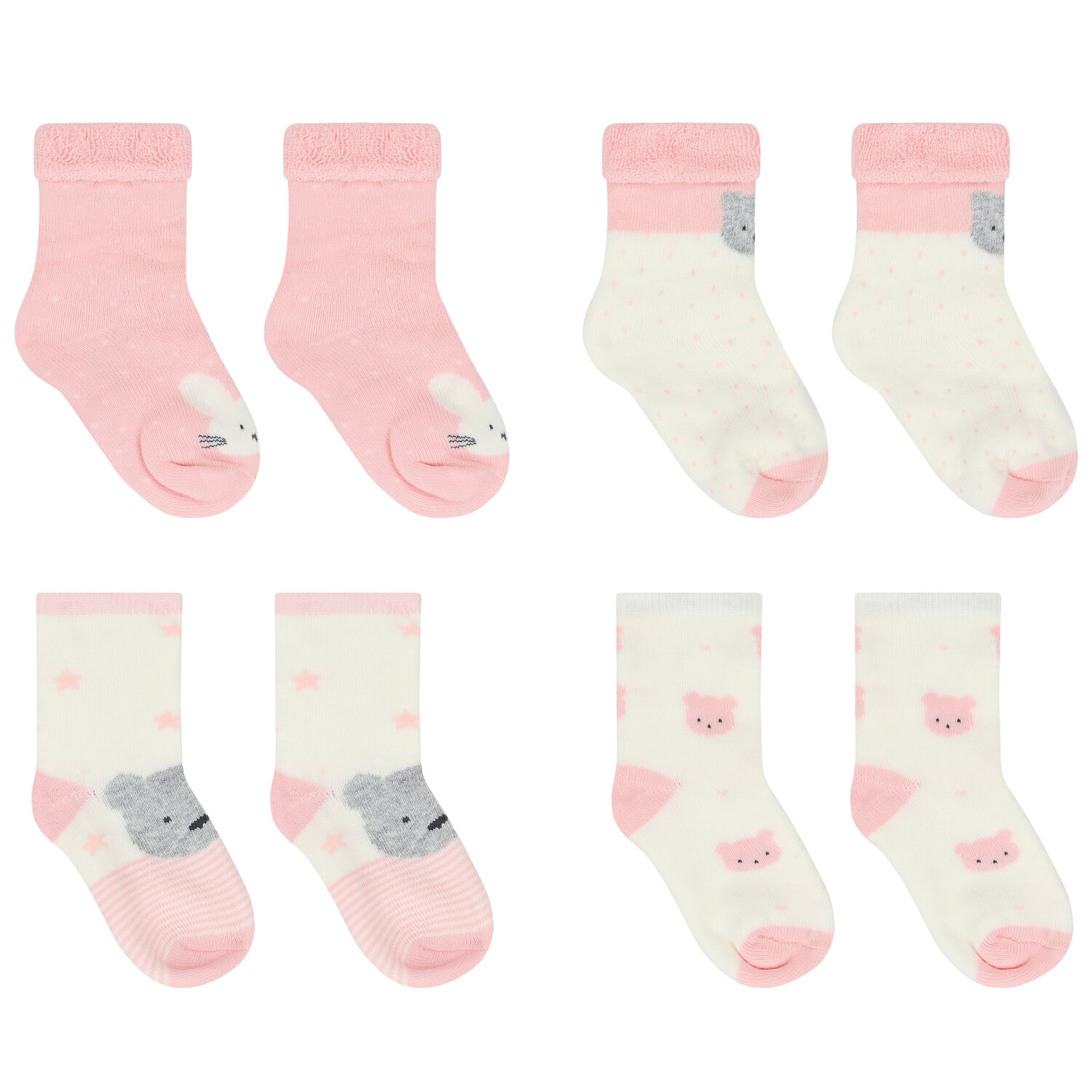 Baby Girls Pink & Ivory Socks ( 4-Pack )&Acirc;&nbsp;, 1, hi-res