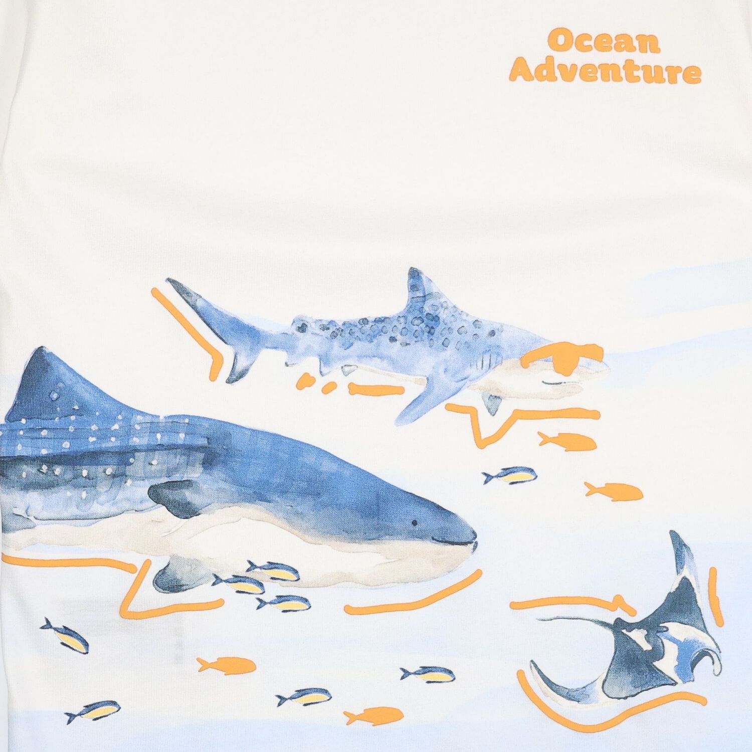 Boys White & Orange Shark Shorts Set, 2, hi-res