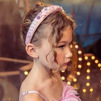 Girls Pink Flower Sequin Headband 