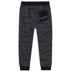 Boys Black Printed Joggers, 1, hi-res