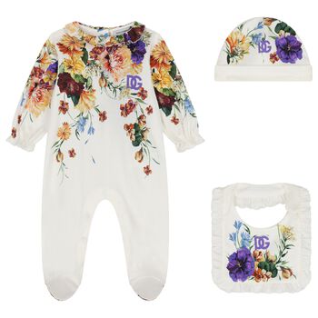 Baby Girls Multi-Coloured Logo Floral Babygrow Gift Set