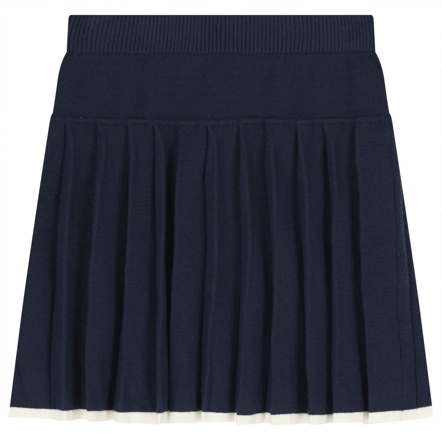 Girls Ivory & Navy Blue Logo Knit Skirt Set, 1, hi-res