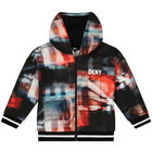 Boys Black, Red & Blue Logo Hooded Zip Up Top, 1, hi-res