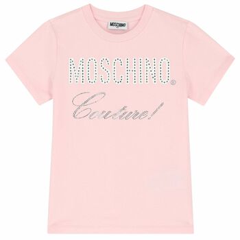 Pink Logo Embellished T-Shirt