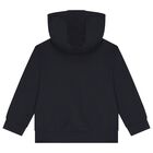 Boys Navy Blue Logo Hooded Top, 2, hi-res