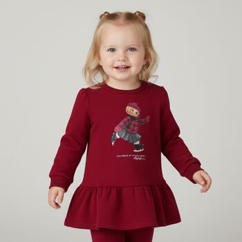 Baby Girls Red Polo Bear Tracksuit