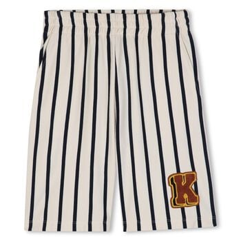 Boys Ivory & Black Logo Striped Shorts