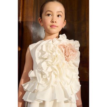 Girls White Ruffle Dress