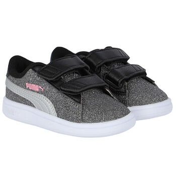 Girls Silver Logo Smash Trainers