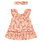 Younger Girls Beige Bow Dress Set, 1, hi-res