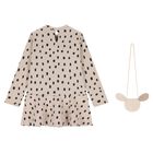 Girls Beige & Black Spot Dress Set, 2, hi-res