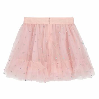 Girls Pink Embellished Tulle Skirt