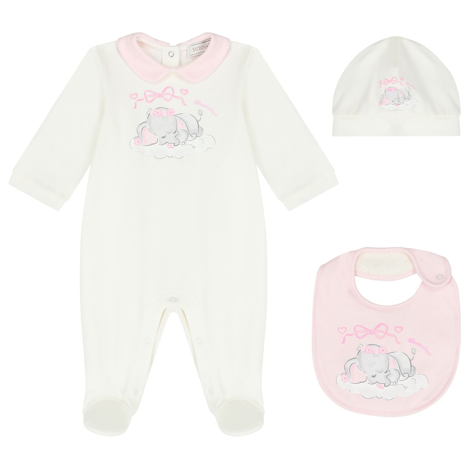 Baby Girls Ivory and Pink Babygrow Set, 1, hi-res image number null