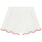 Girls Ivory Scalloped Hem Shorts, 1, hi-res