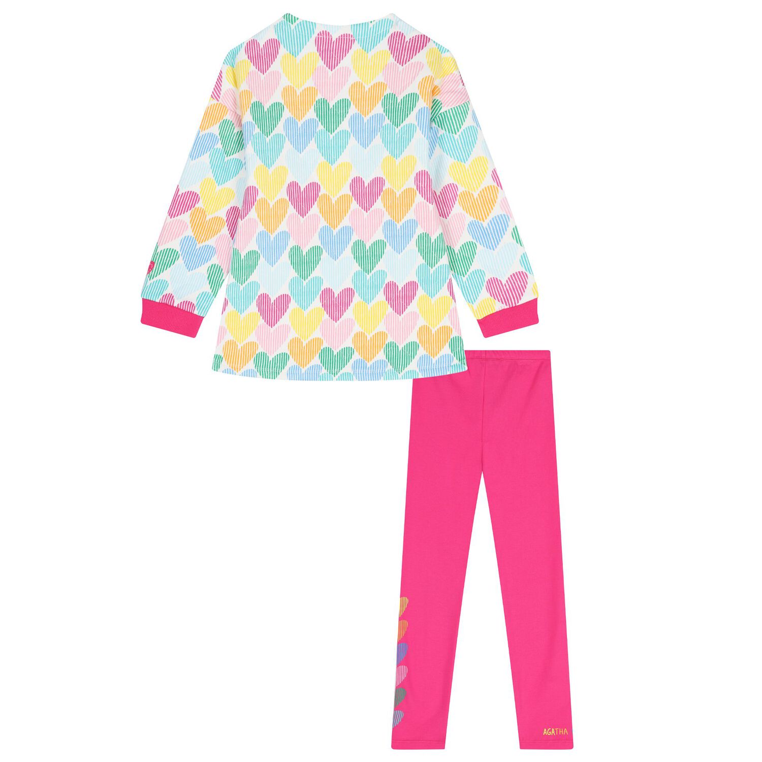Girls Multi-Coloured Heart Leggings Set, 1, hi-res