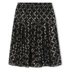 Girls Black & Gold Logo Pleated Skirt, 1, hi-res