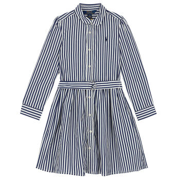 Girls Navy & White Striped Dress