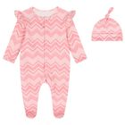 Baby Girls Pink Zig Zag Babygrow Set , 1, hi-res