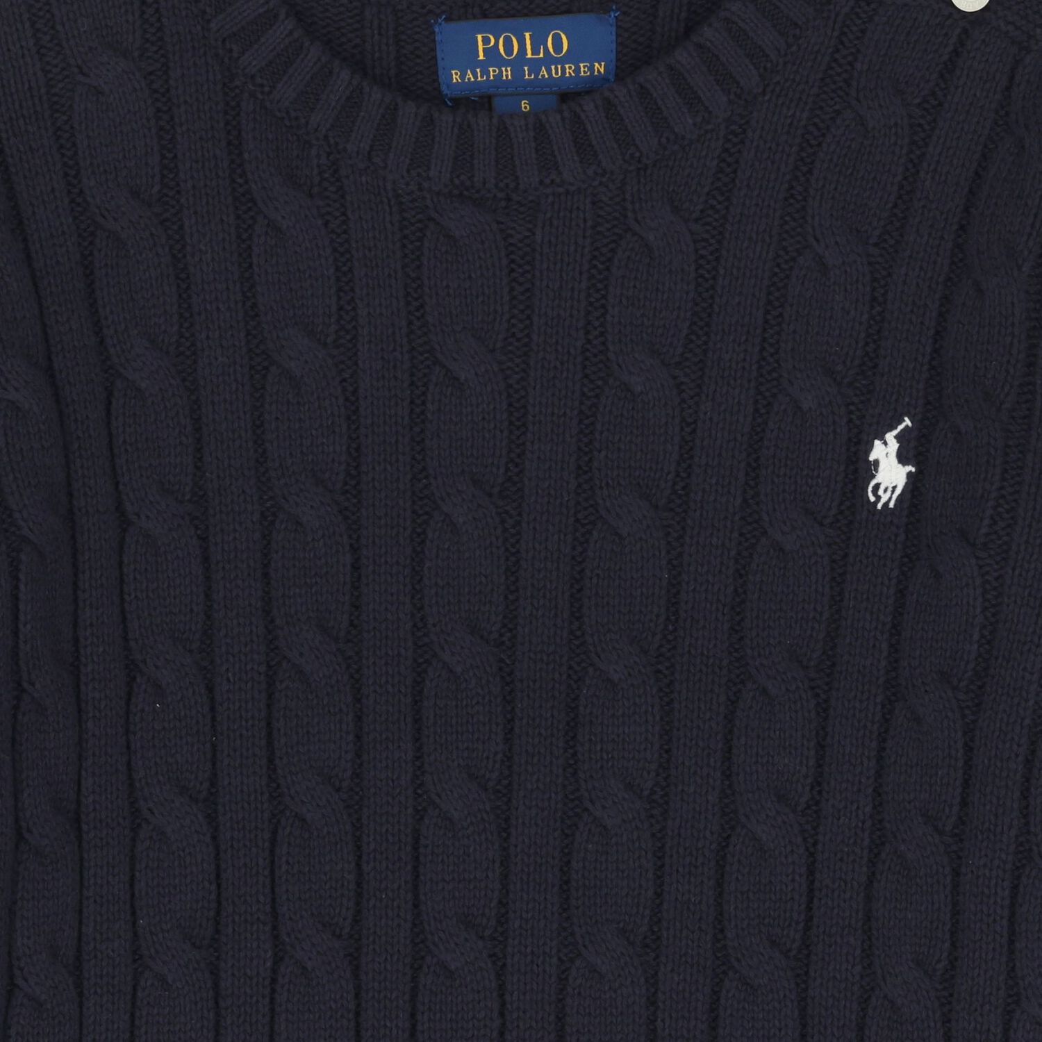 Girls Navy Blue Logo Cable Knit Jumper, 1, hi-res