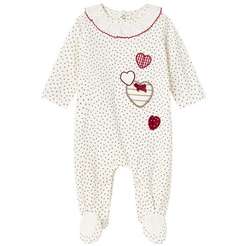 Girls Ivory Heart Babygrow
