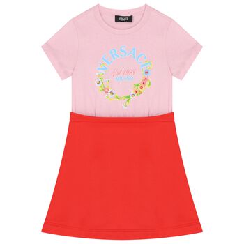 Girls Pink & Red Floral Dress