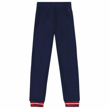 Girls Navy Logo Joggers