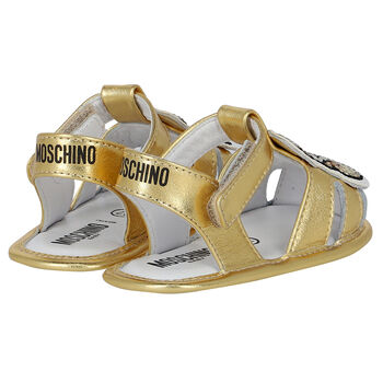 Gold Teddy Bear Logo Baby Sandals