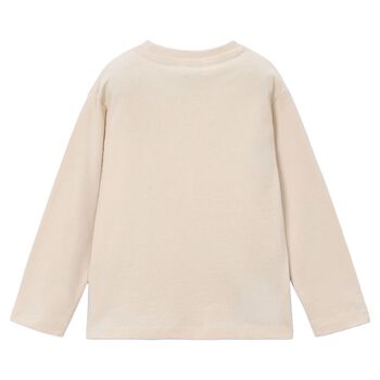 Boys Beige Logo Long Sleeve Top