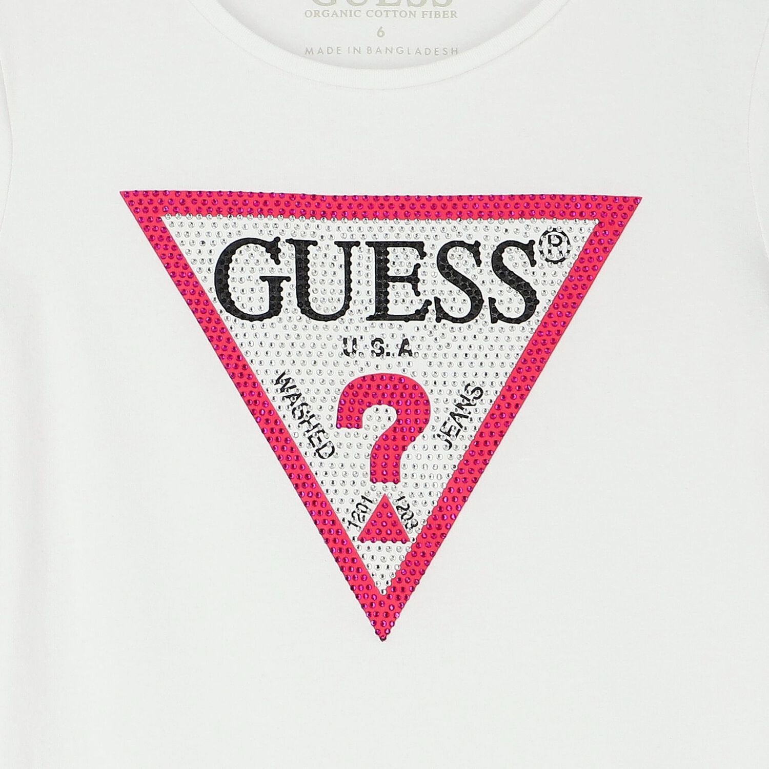 Girls White Diamante Logo T-Shirt, 8, hi-res image number null