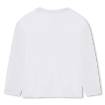 Girls White Logo Heart Bag Long Sleeve Top