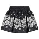 Girls Black Embellished Floral Skirt Set, 2, hi-res