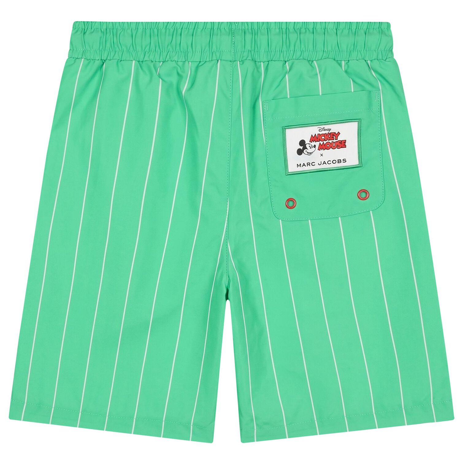 Boys Green Striped Swim Shorts, 1, hi-res