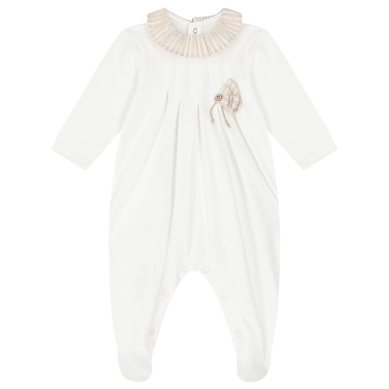 اوفرول بنات مخطط باللونين الابيض و البيج , 2, hi-res