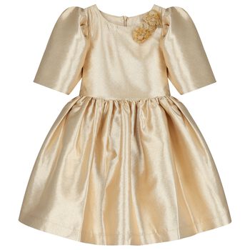 Girls Gold Flower Dress