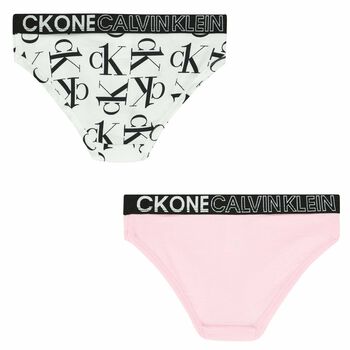 Girls White & Pink Bikini Brief (2 Pack)